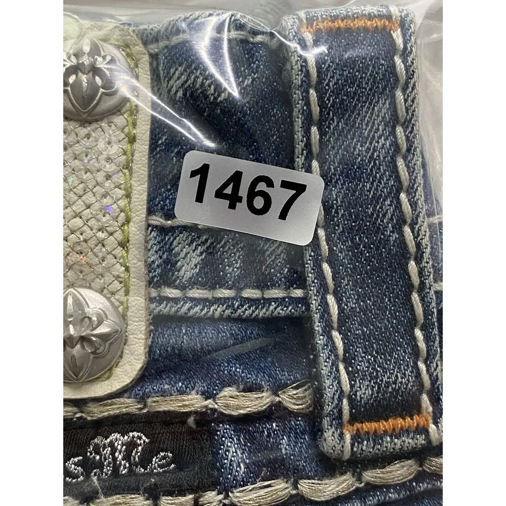 Miss Me Jeans Womens Sz 25 cuffed capri Denim Embellished Fleur de lis Pockets‎ - Image 12