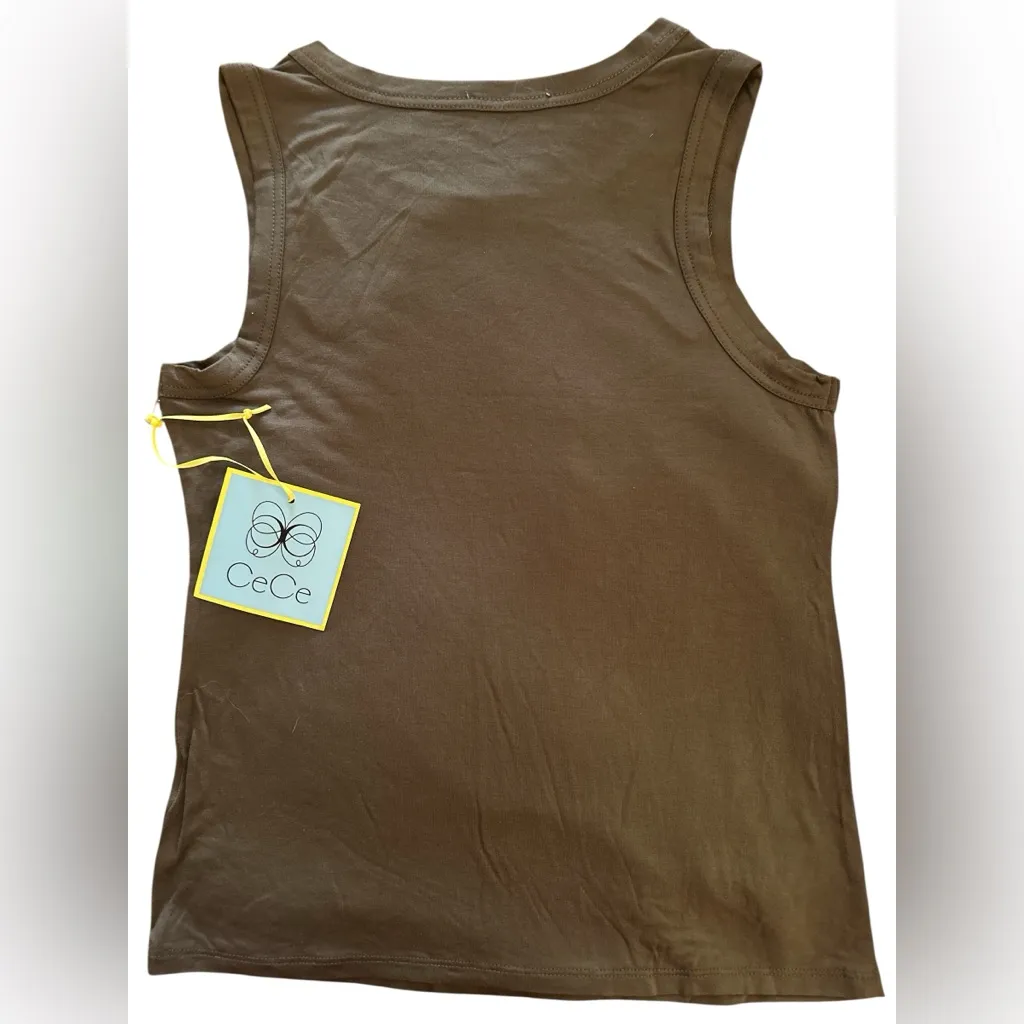 NWT Cece Olive Green Sleeveless Top Small - Image 2