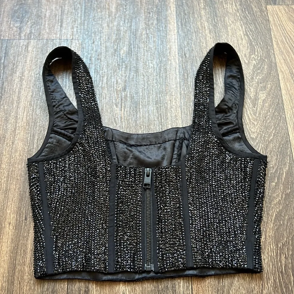 FRAME Black Beaded Tank Top - Image 2