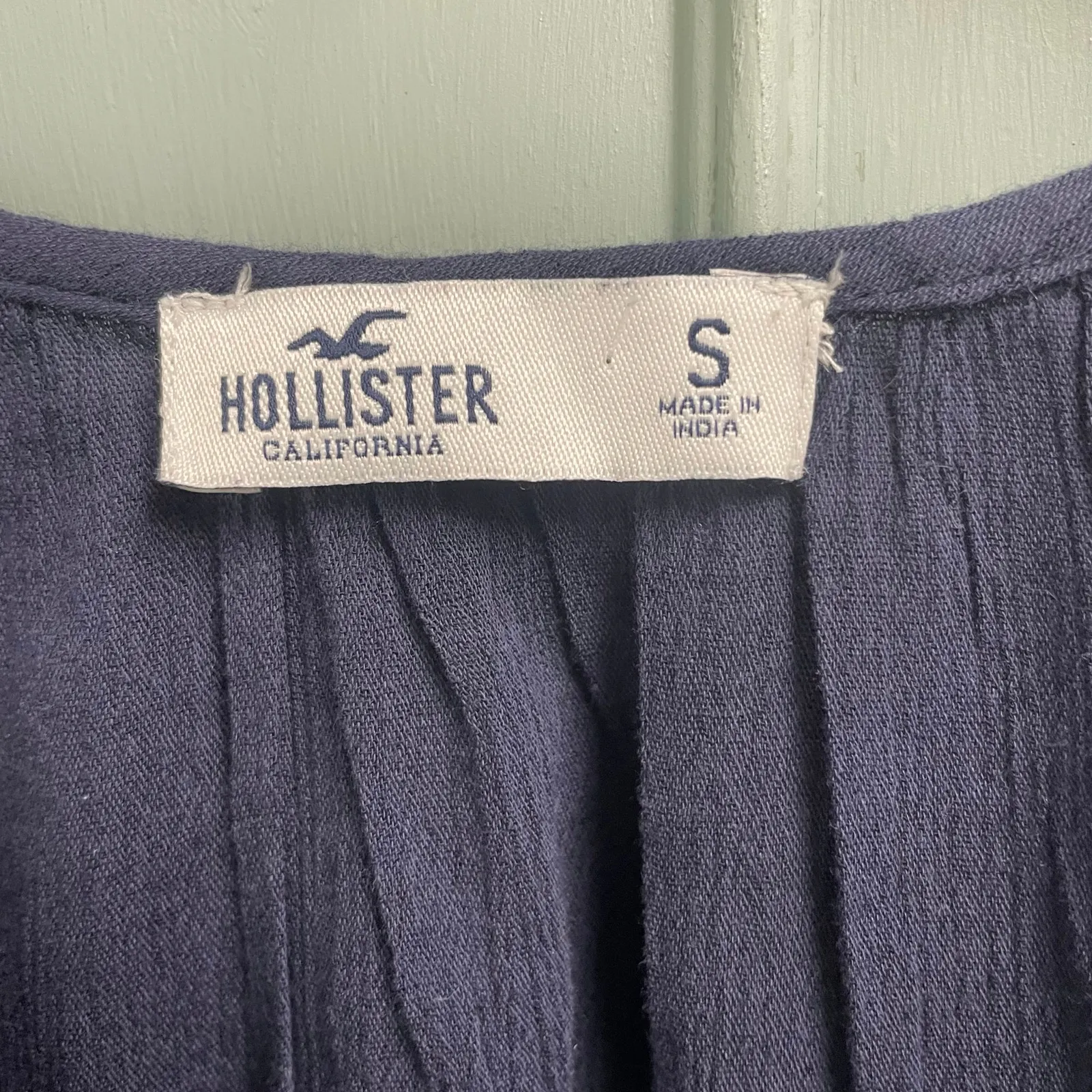 Hollister Blue Boho Embroidered Long Sleeve Top Size Small Peasant Festival - Image 4