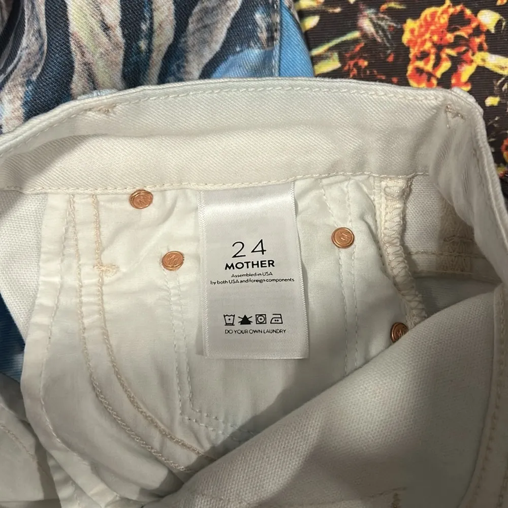 MOTHER High Waisted Looker Ankle A Day In Paradise Unique Patterned Jeans Sz 24 - Image 7