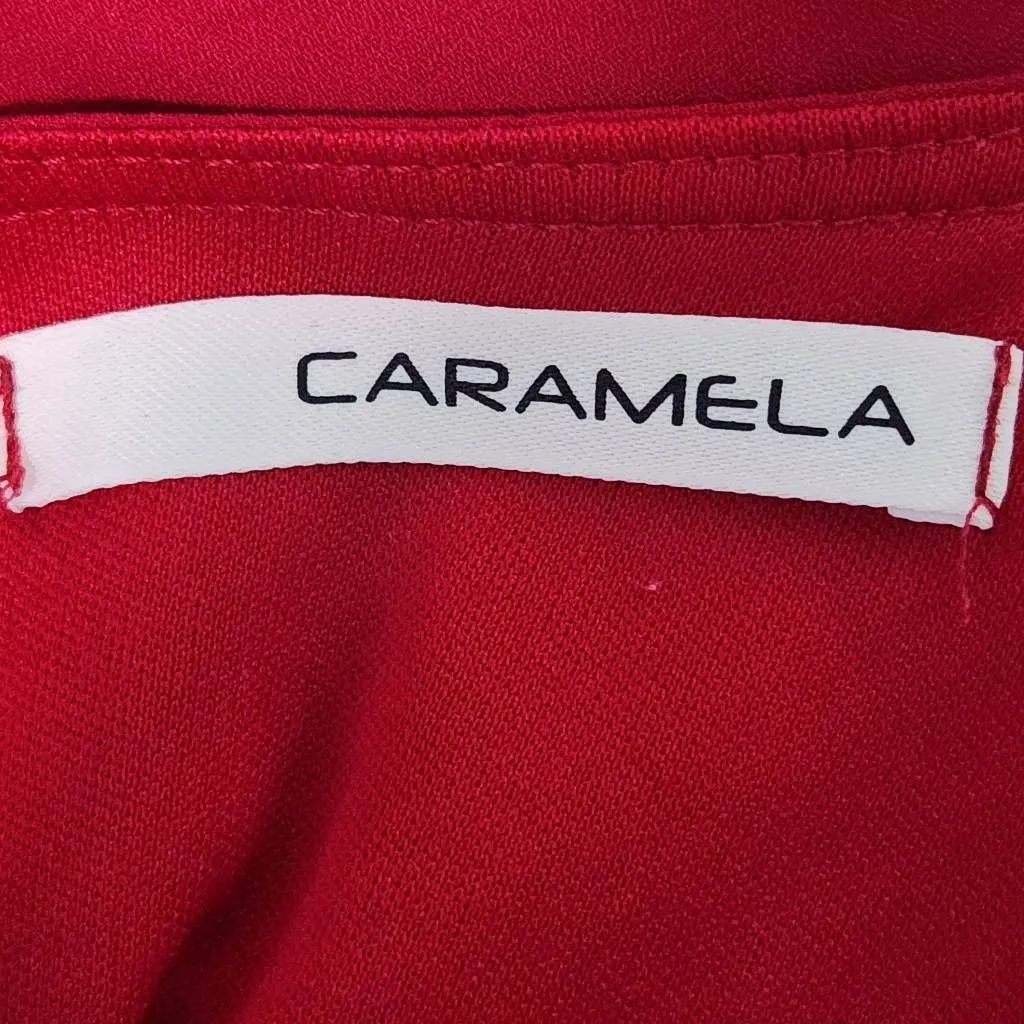 Caramela Red Ruffle Trim Mini Dress Size Small Oversized Red Mini Dress - Image 8