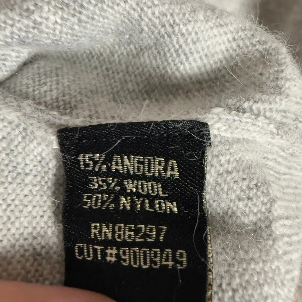 BCBGMaxAzria Gray Angora Wool Pointelle Long Sleeve Sweater Dress Size Large - Image 7