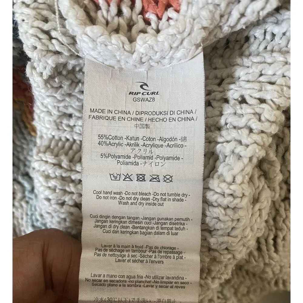 RIP CURL Sedona Cream Hooded Knit Sweater Womens Sz S Cozy Casual (No Strings) - Image 14