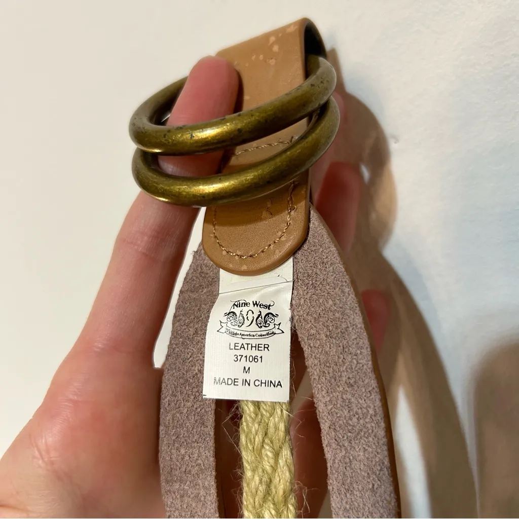 Nine West Vintage America Collection Leather Rope Braided Brown Belt Size Medium - Image 7
