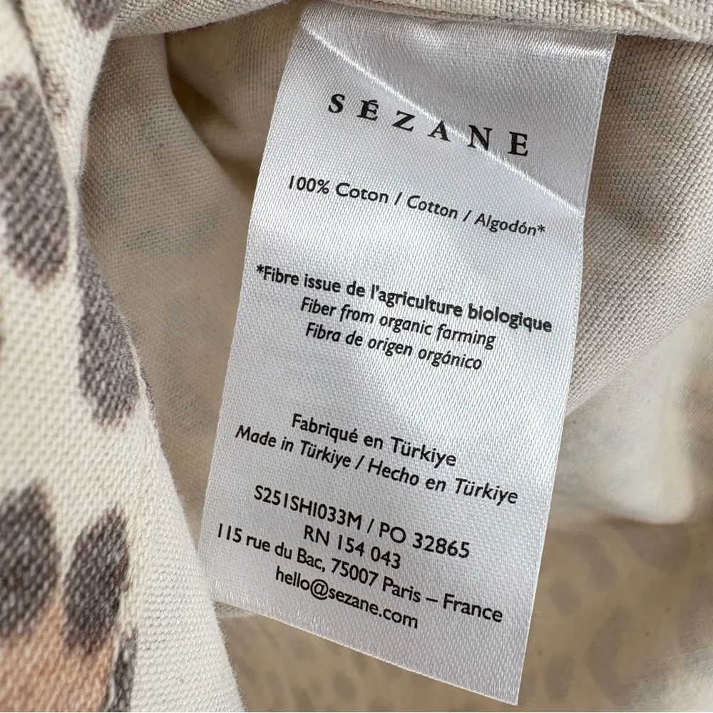 Sézane Max Long Sleeve Button Down Oversized Shirt | Sz 34 (US 2) | Pale Leopard - Image 12