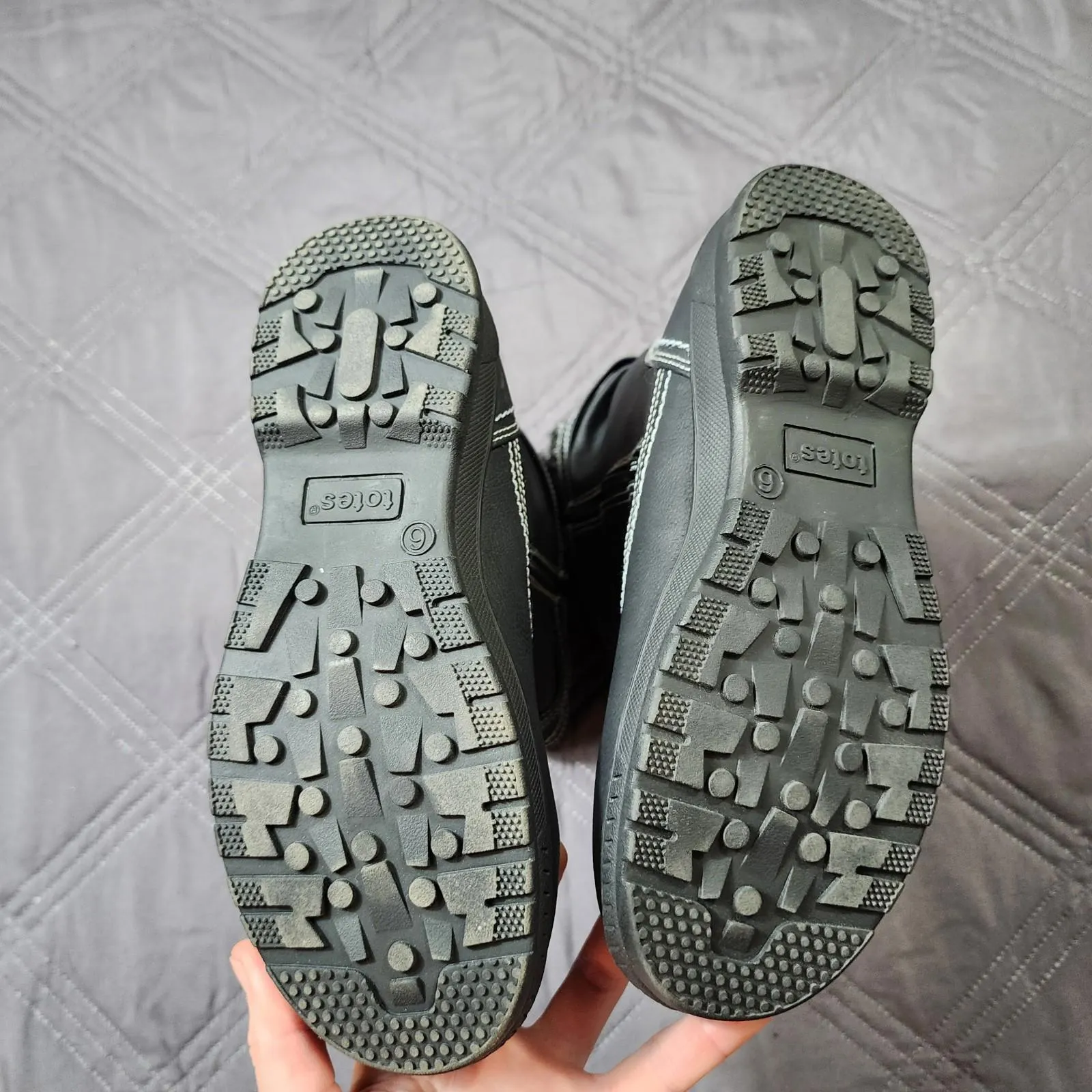 Totes Boots Women"s 6M Kappa Winter Gray Faux Leather Zip Faux Fur Round Toe Size 6 - Image 6