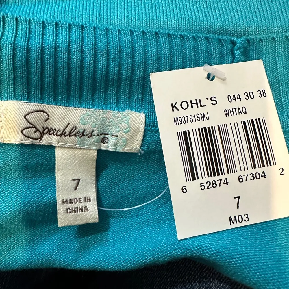 Speechless Vintage 1990s Y2K Teal Blue Knit Bolero Cardigan Sweater Jrs 7 NWT - Image 11