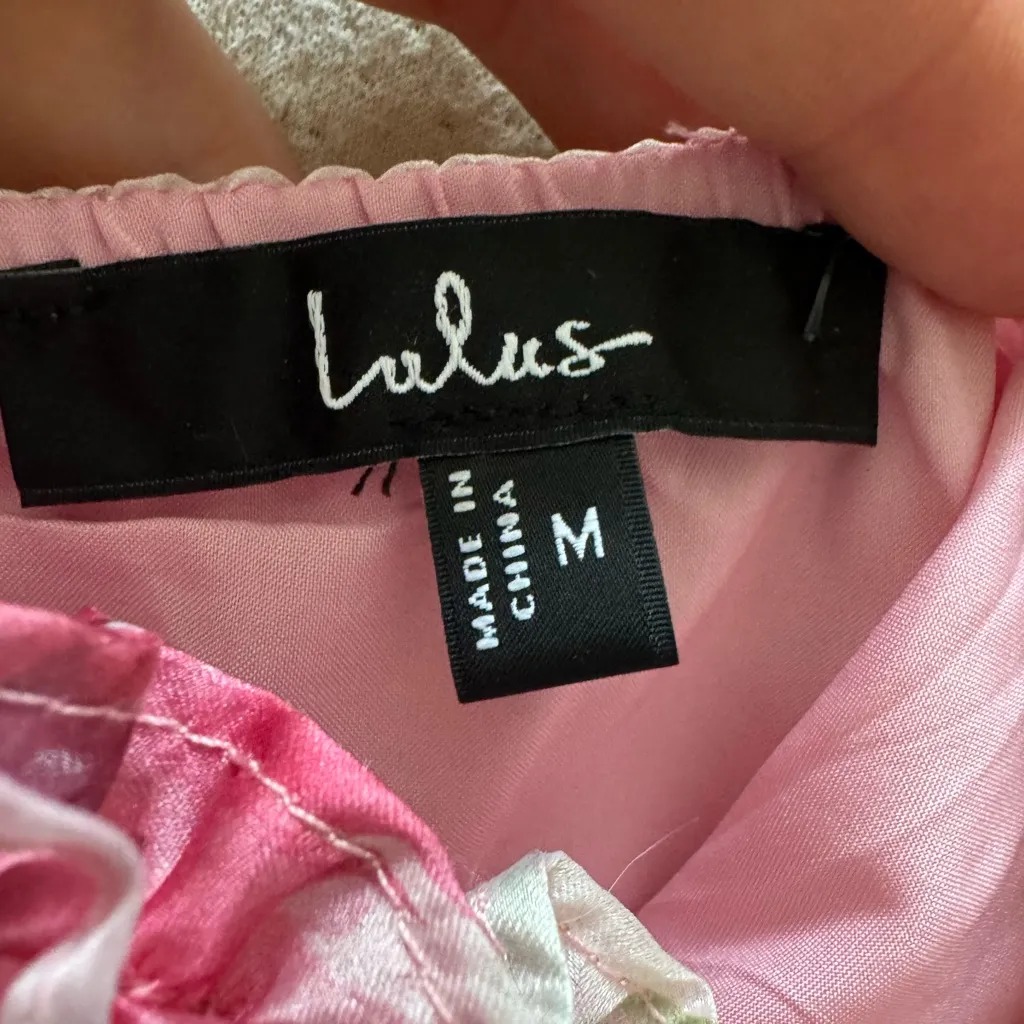 Lulus Immaculate Cutie Light Pink Floral Sleeveless Tiered Midi Dress NWT size M - Image 11