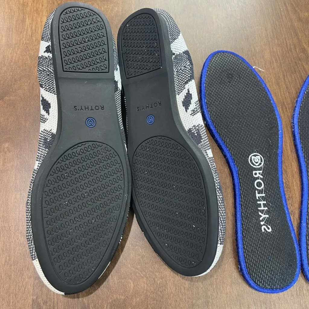 Rothy's The Round Toe Shoes Women's Size 9‎ Flats Winter Camo Print Black White - Image 3