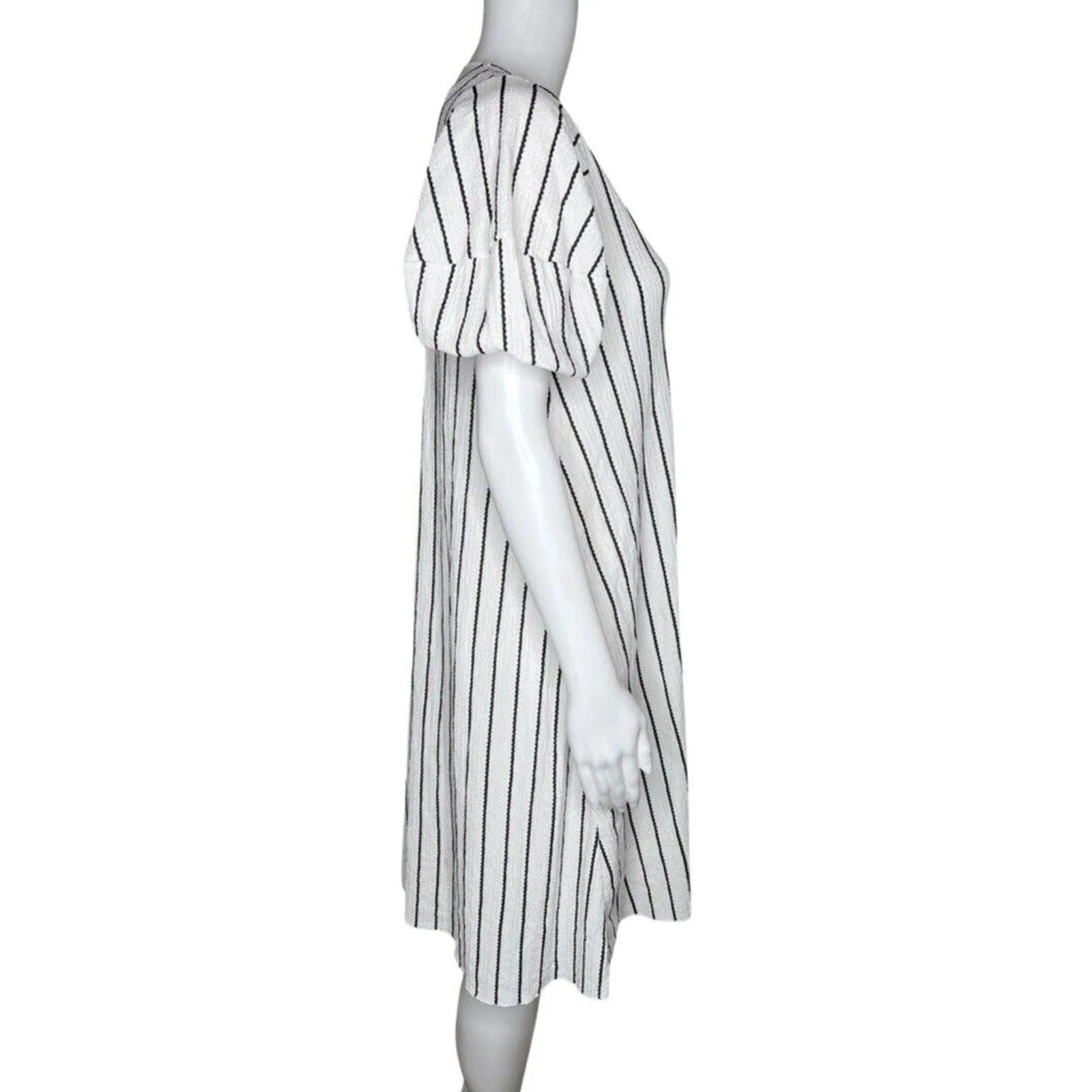 Zara Dress Womens Small White Black Stripe‎ Lightweight Neutral Gauzy Lagenlook - Image 2