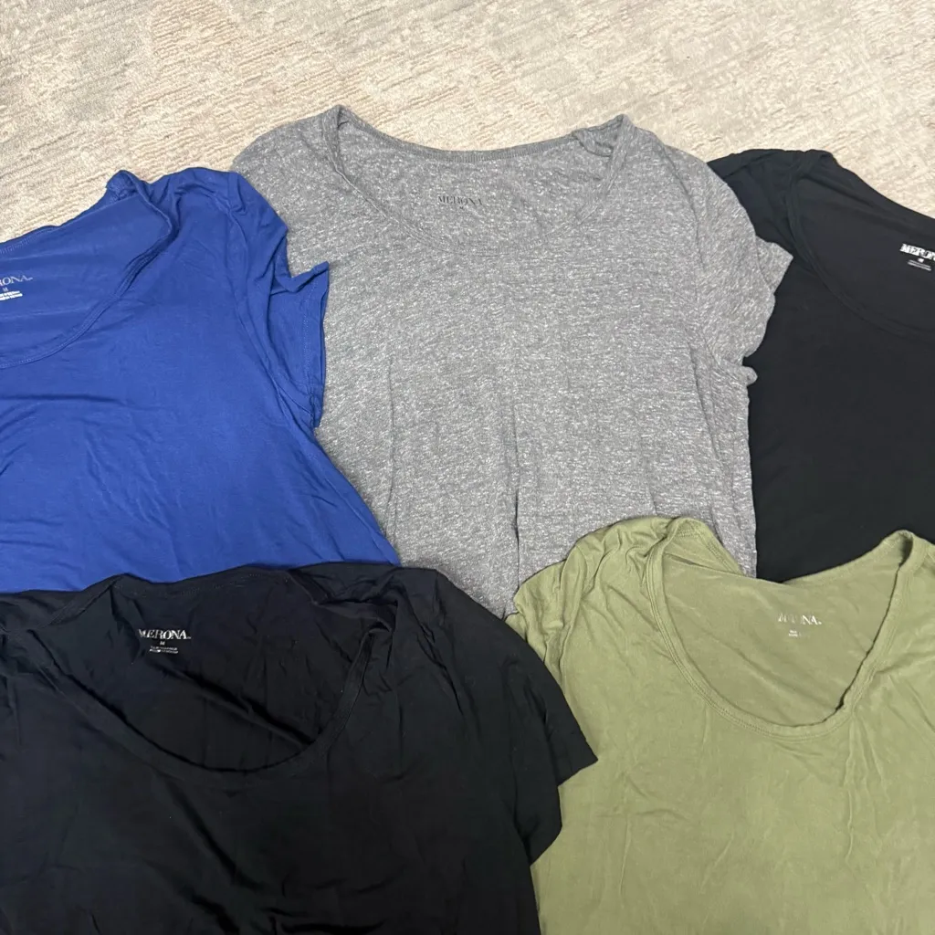 Merona Target Bundle Lot of Five Scoop Neck Bounce Material Round Hem T-Shirts - Image 6