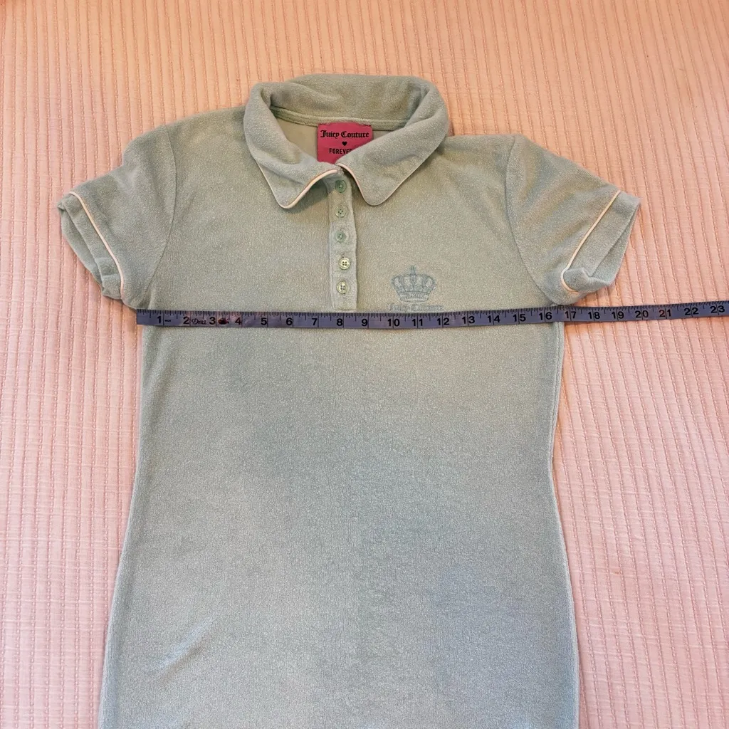 Juicy Couture Forever 21 Y2K Baby Blue Terry Cloth Polo Mini Dress Women's M - Image 8