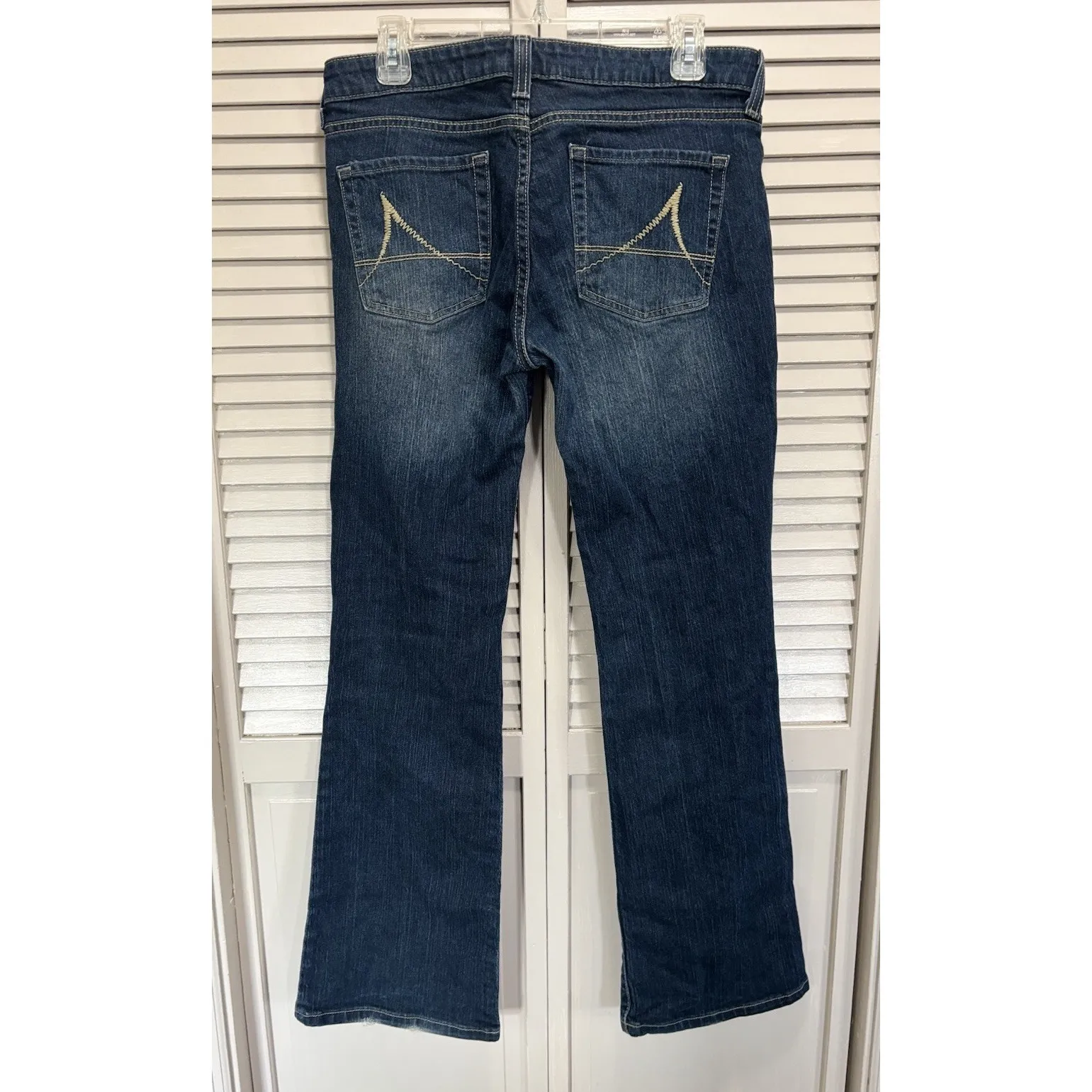 Daisy Anchor Blue Bootcut Denim Jeans Dark Wash Low Rise Size 11 Reg Zip - Image 4