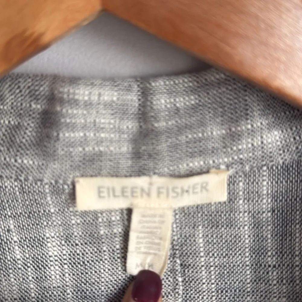 EILEEN FISHER Dark Pearl Gray Cotton Linen Linear Slub Boxy Jacket Medium - Image 8