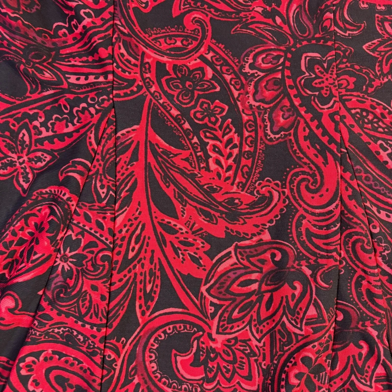 Westport Woman Plus Size 3X Red Black Paisley Print V Neck Long Sleeve Tunic Top - Image 3