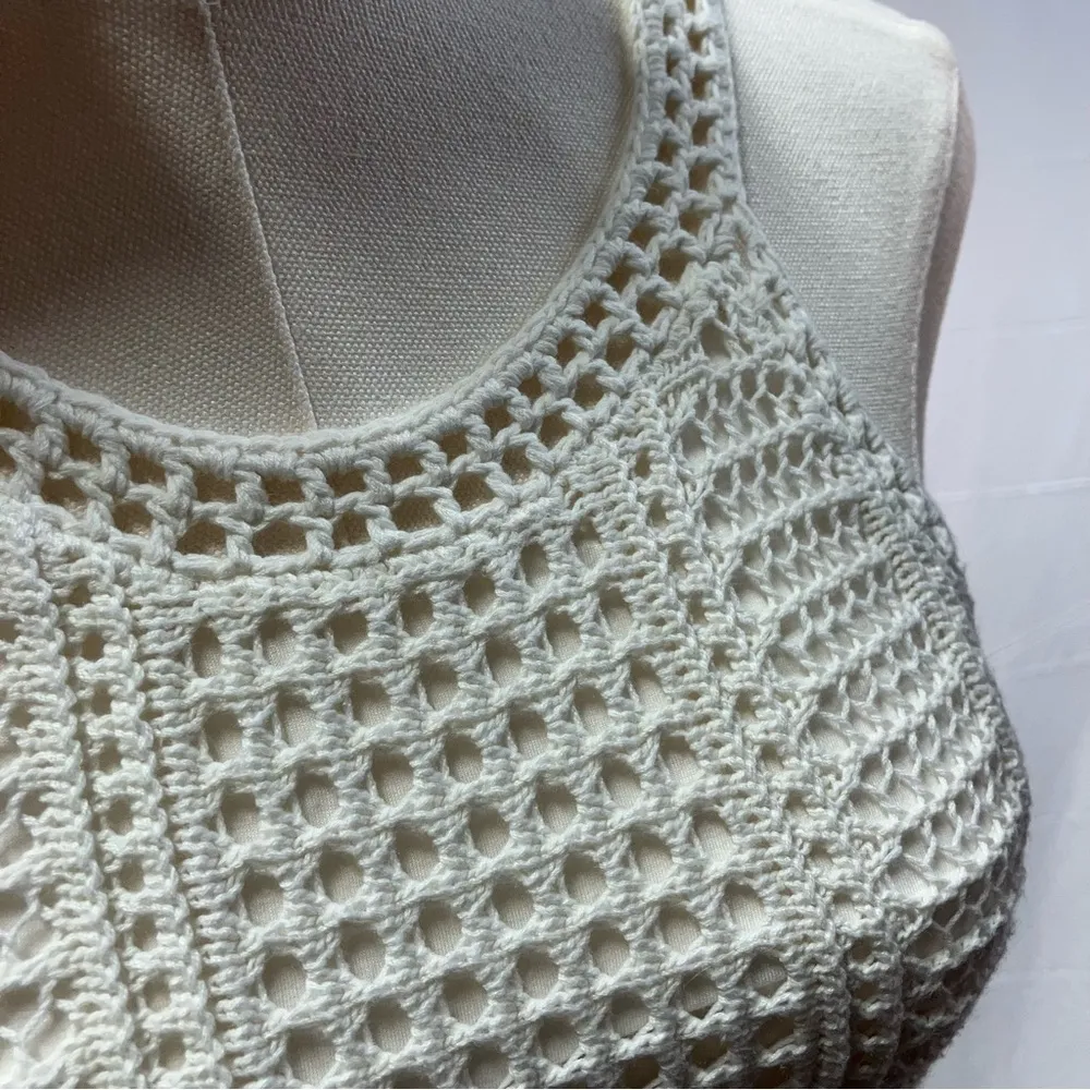 Club Monaco crochet lined mini dress white tank white size S beach vacation - Image 8