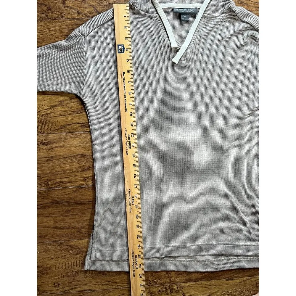 Free Fly Women's Bamboo Waffle Hoodie Ultra Soft Thermal Knit Hooded Top size XS Tan - Image 4