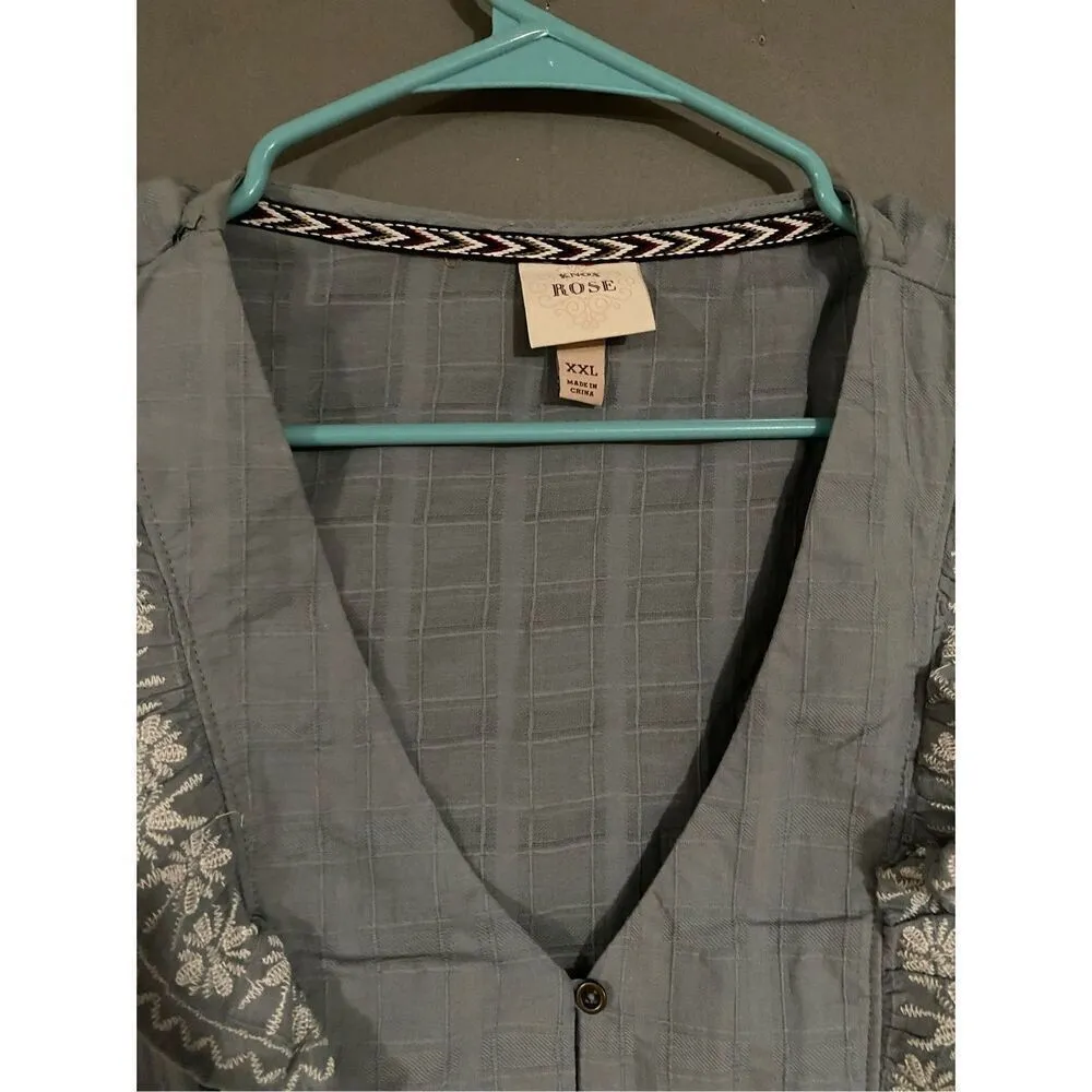 Knox Rose Ruffle Embroidered Sleeveless Top Cottagecore Size XXL NWOT - Image 4