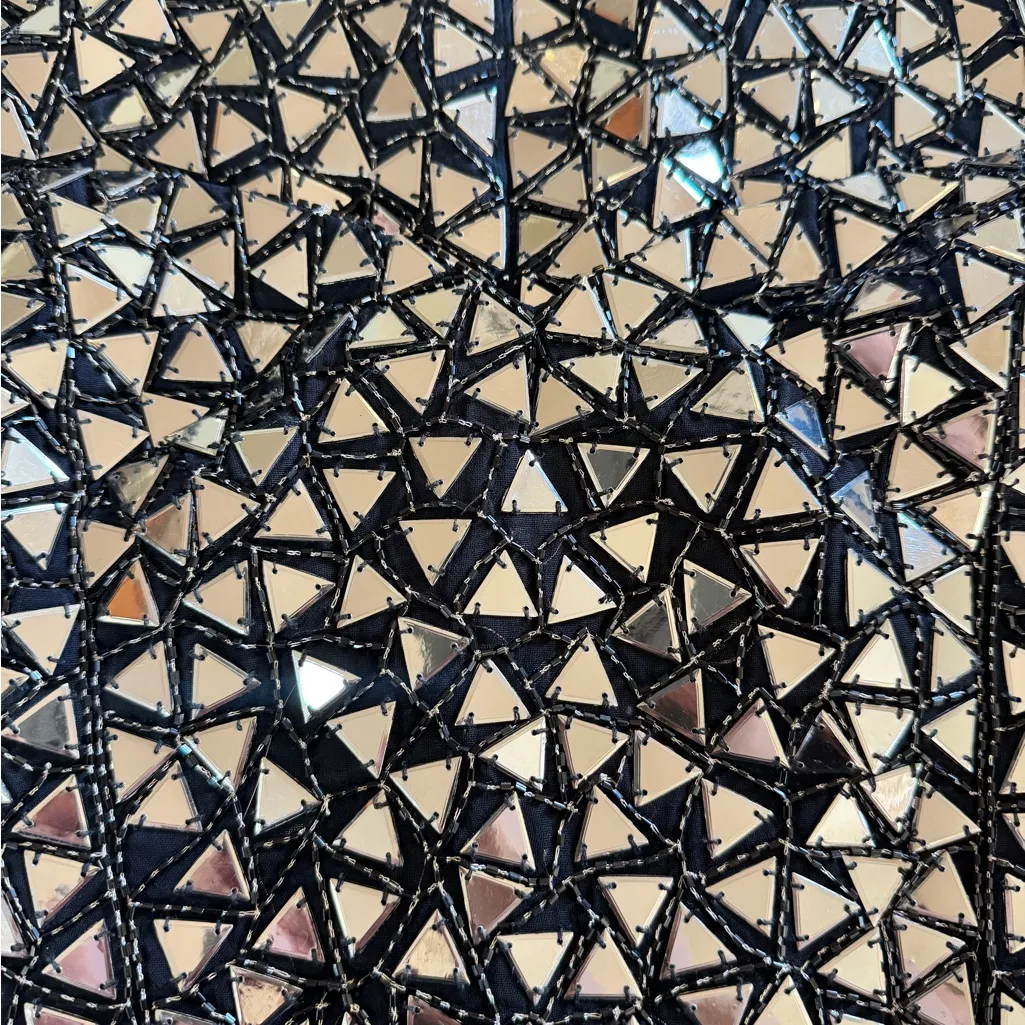 Parker Strapless Triangle Sequin Mirror Beaded Mini Dress Black Size Medium - Image 6