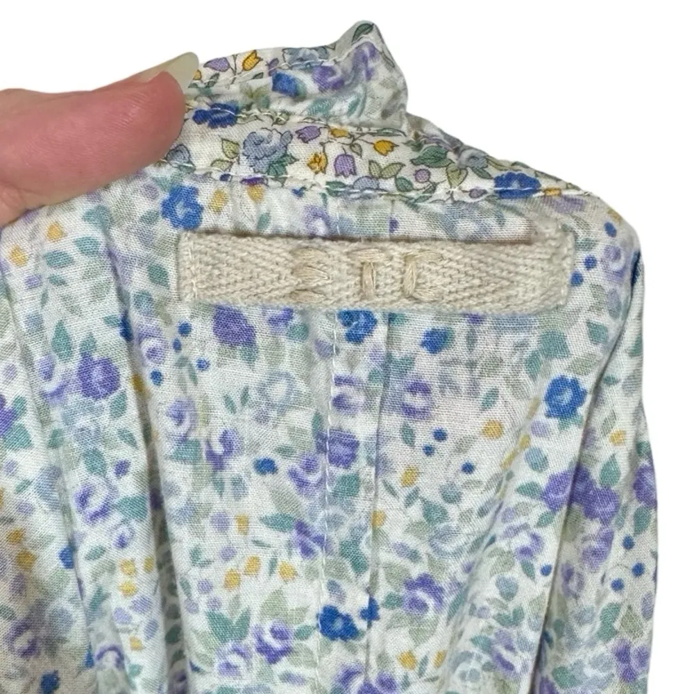 E T C Tiered Ruffle Flutter Scalloped Maxi Dress in Ditsy Floral Liberty London Purple Size M - Image 9