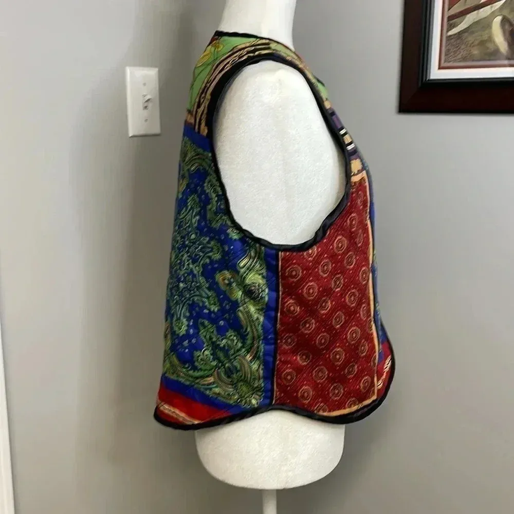 Vintage Susan Bristol 2001 Satin Quilted Equestrian Style Vest Size Medium - Image 6