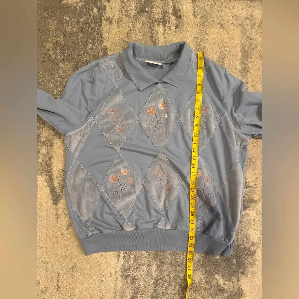 Alfred Dunner Light Gray Knit Top Blue Size L - Image 7