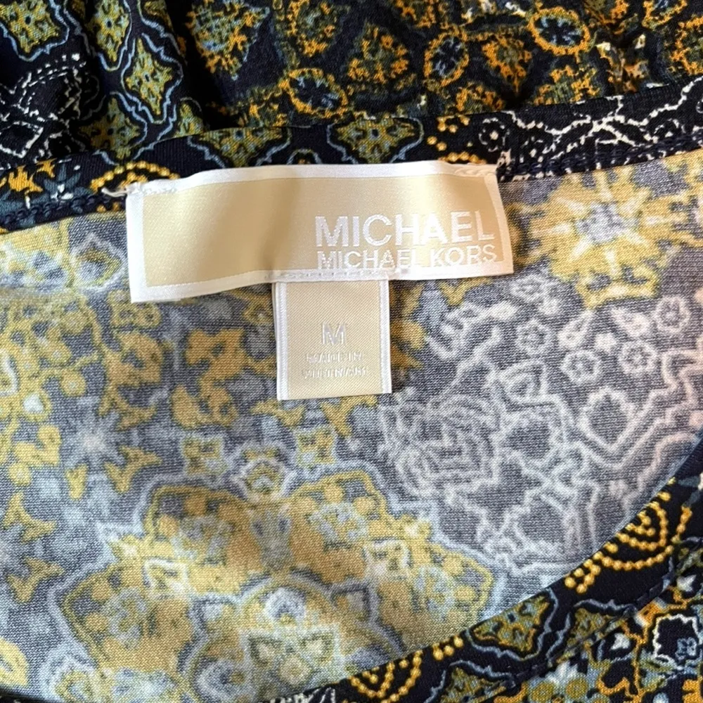 Michael Kors Medallion-Print Ruffled Skirt Dress. 
Long Sleeve. Size Medium. - Image 5