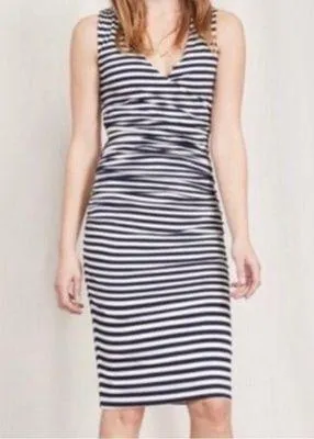 Boden Crossover Ruched Nautical Striped Midi Dress Size 8L - Image 2