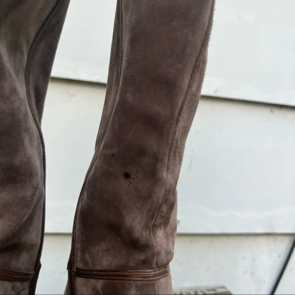 Bruno Magli bone tan knee high suede heeled boots 7 1/2 B Size 7.5 - Image 8