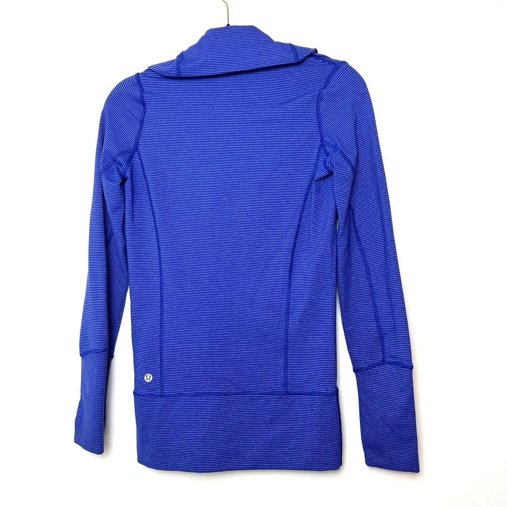 Lululemon Women's Size 2 In Stride Jacket Blue Striped Full Zip Athletic Running - Image 2