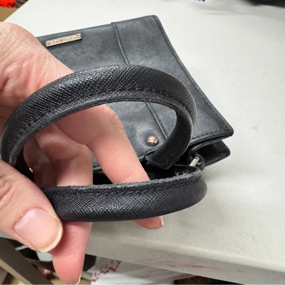 Rebecca Minkoff Black Leather Mini Handbag Tote Purse Classic Small Preppy - Image 9