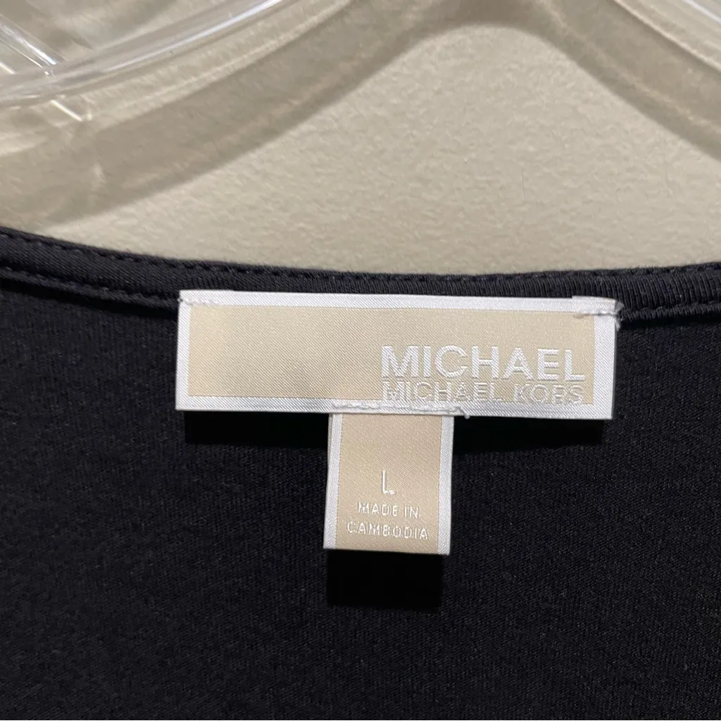 Michael Kors Black Smocked Hem Long Sleeve V-Neck Blouse Women’s Size Large - Image 7