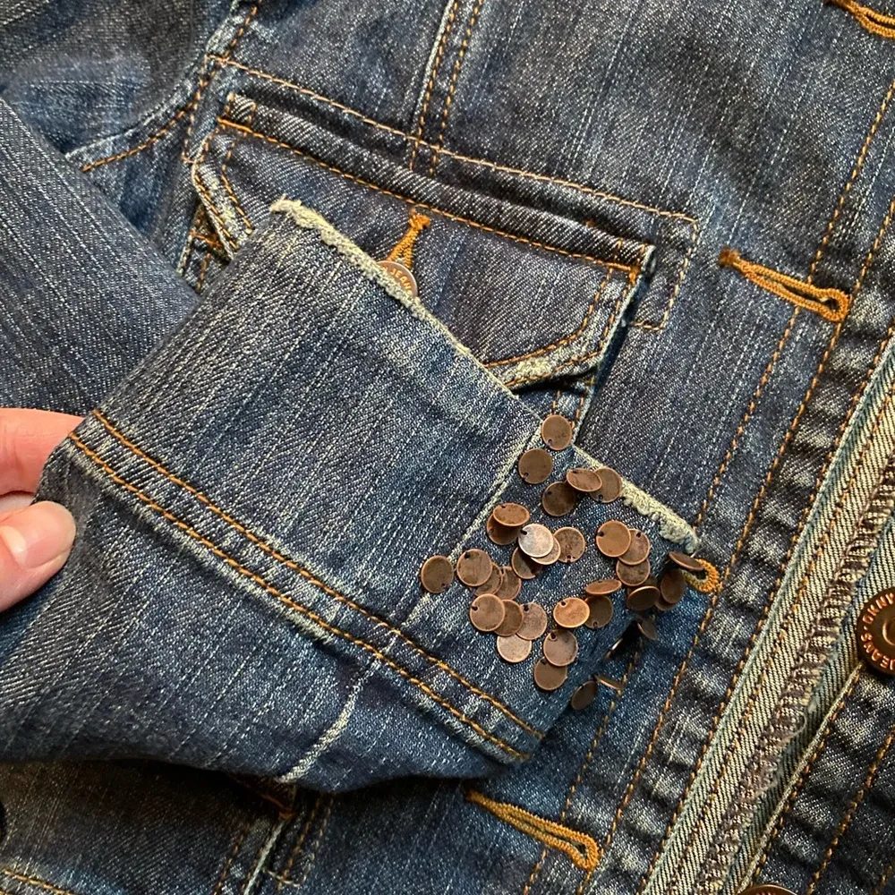 Vintage DKNY Dark Wash Denim Jean Jacket Large Grunge Indie Sleaze 90s Y2K‎ Glam - Image 5