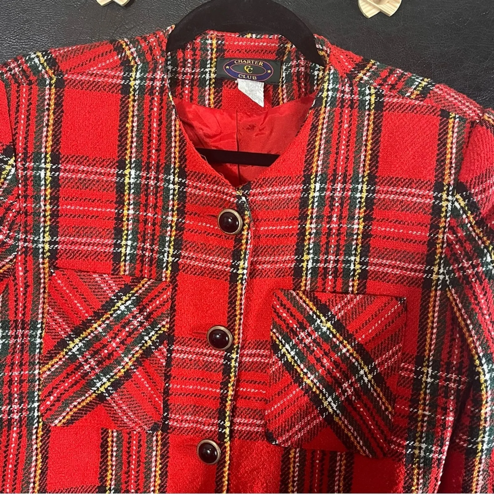 Charter Club  Red Plaid Jacket Size‎ 6 - Image 3