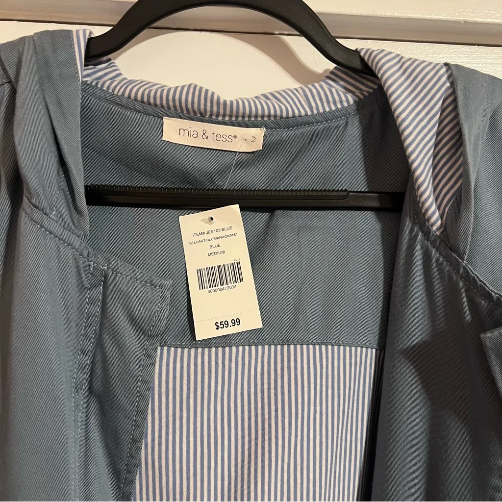 #08 MIA & TESS ARNOK SLATE BLUE LIGHTWEIGHT HOOD UTILITY JACKET SIZE MEDIUM NWT - Image 5
