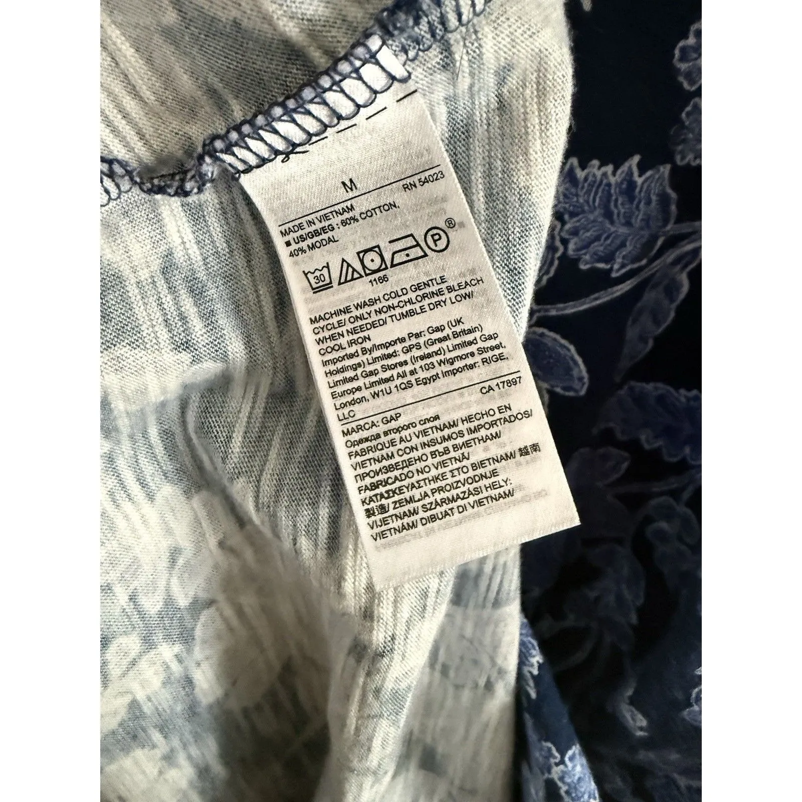 Gap Short Sleeve Flutter Shift Dress Navy Blue Floral Print Womens M Cottage NWT - Image 4