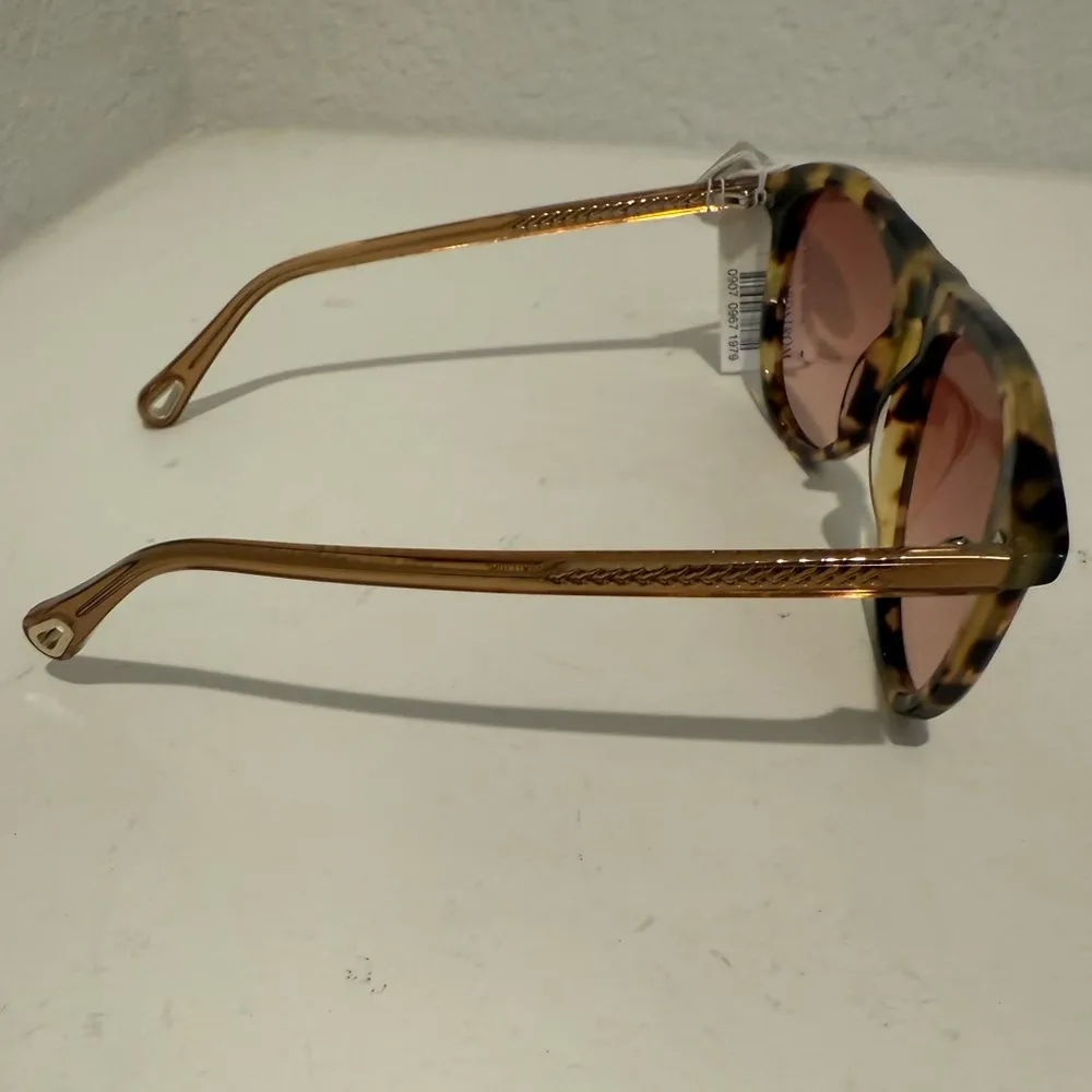 Chloé Havana Brown / Orange Aviator Pilot Sunglasses 56mm Tortoise Shell NEW - Image 11