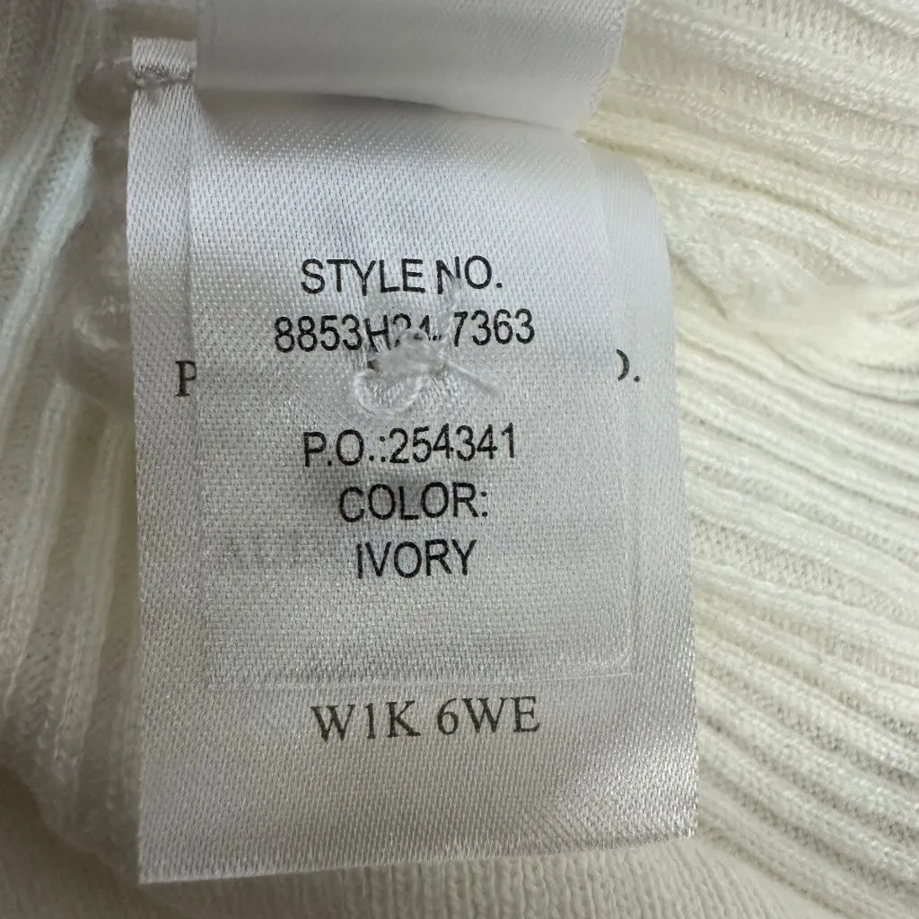 Paige Womens XL Lianne Sweater Ivory Short Sleeve Button-Up Ribbed Cotton Blend - Image 7