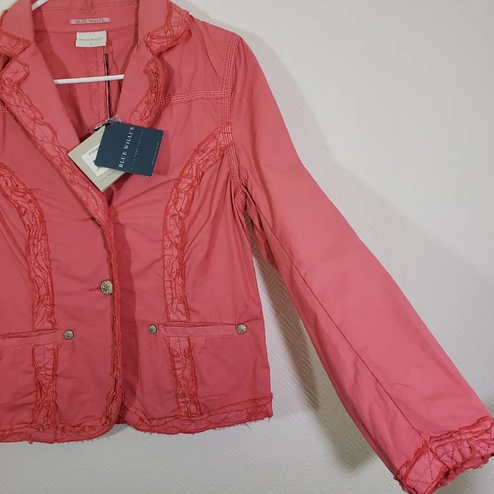 New BLUE WILLI'S Small Pink, Ruffle, Raw Edge Hem, Button - Image 12