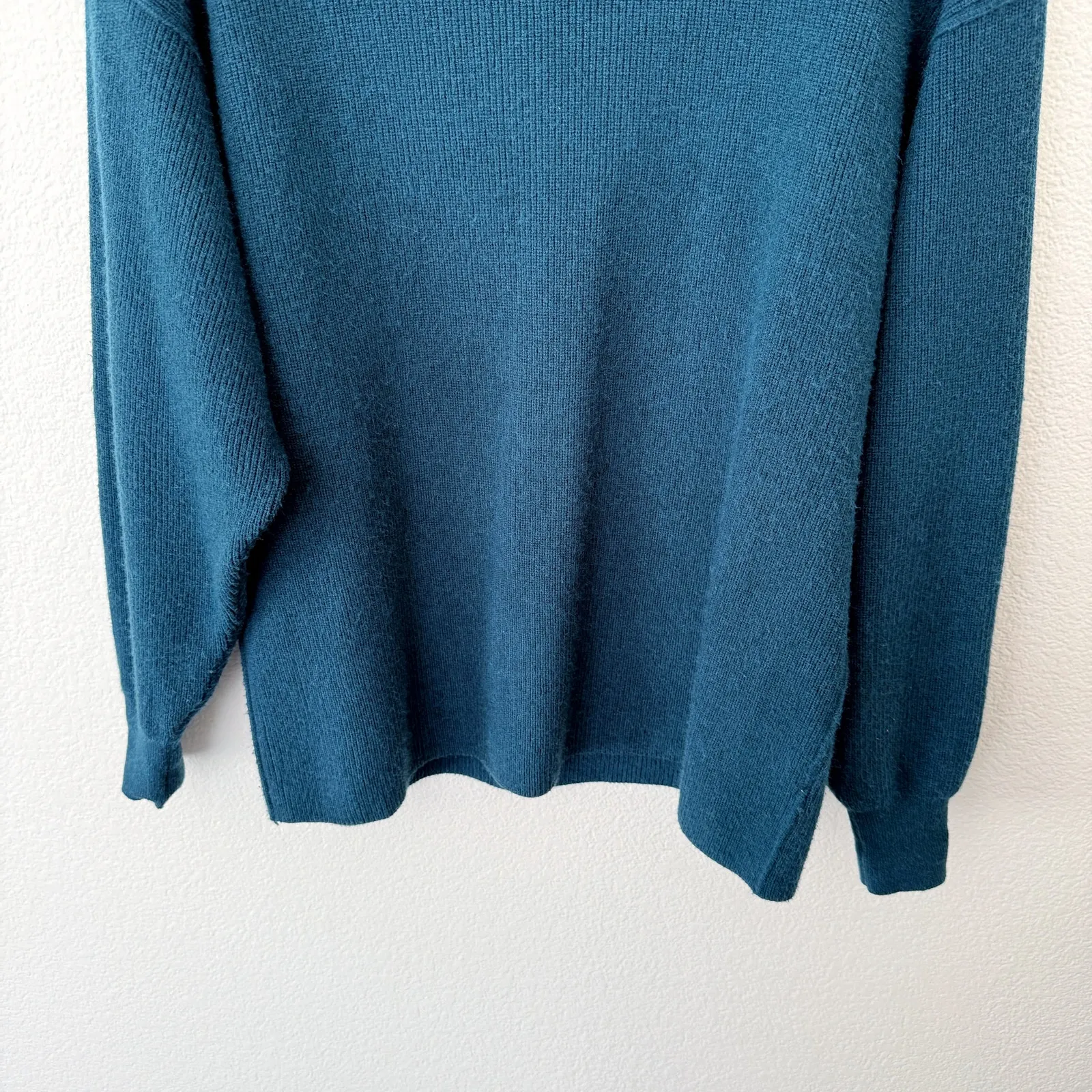 [Free People] Teal Softly Structured Tunic Sweater Oversized Turtleneck Sz Small - Image 6
