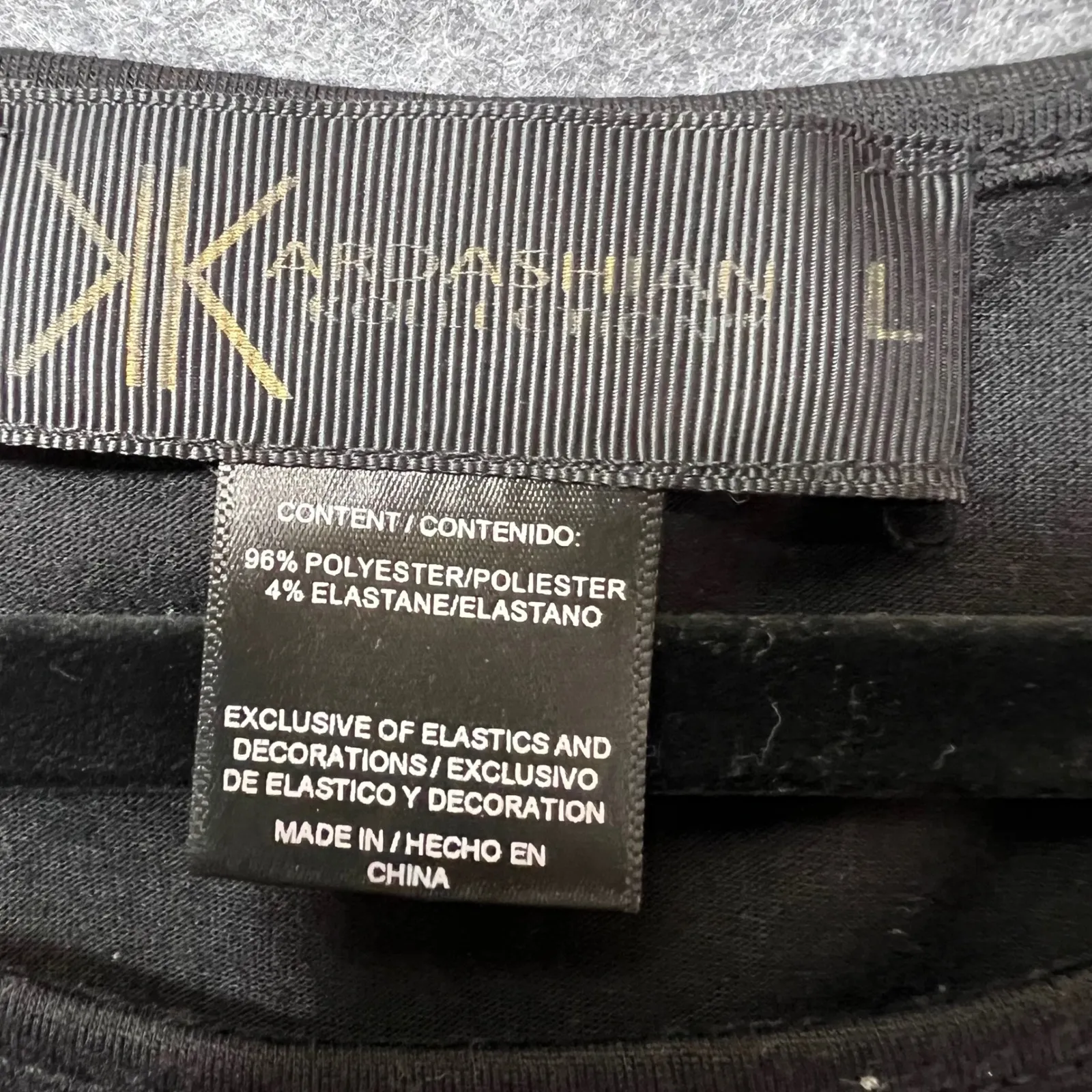 Kardashian Kollection Embellished Beaded Geometric Top Black Short Sleeve L - Image 2