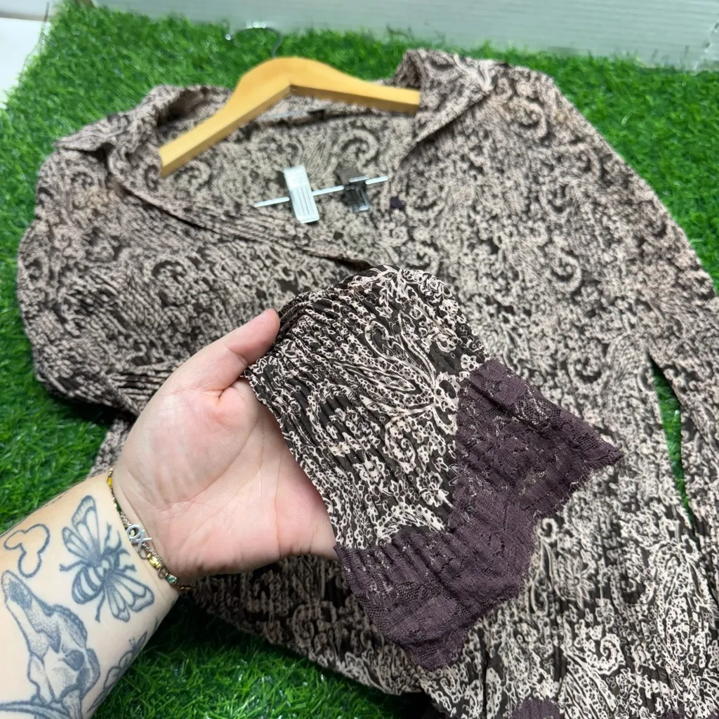 Apt. 9 Y2K Style Sheer Flowy Paisley Laced Blouse - Image 4