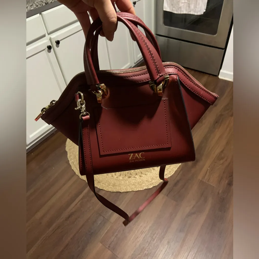 Leather crossbody bag Zac Posen Burgundy in Leather $400 fall casual classic Red - Image 7