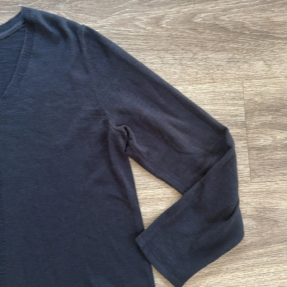 J. Jill Women’s Petite Linen Cotton Blend Long Sleeve Shirt Casual Navy Top L - Image 5