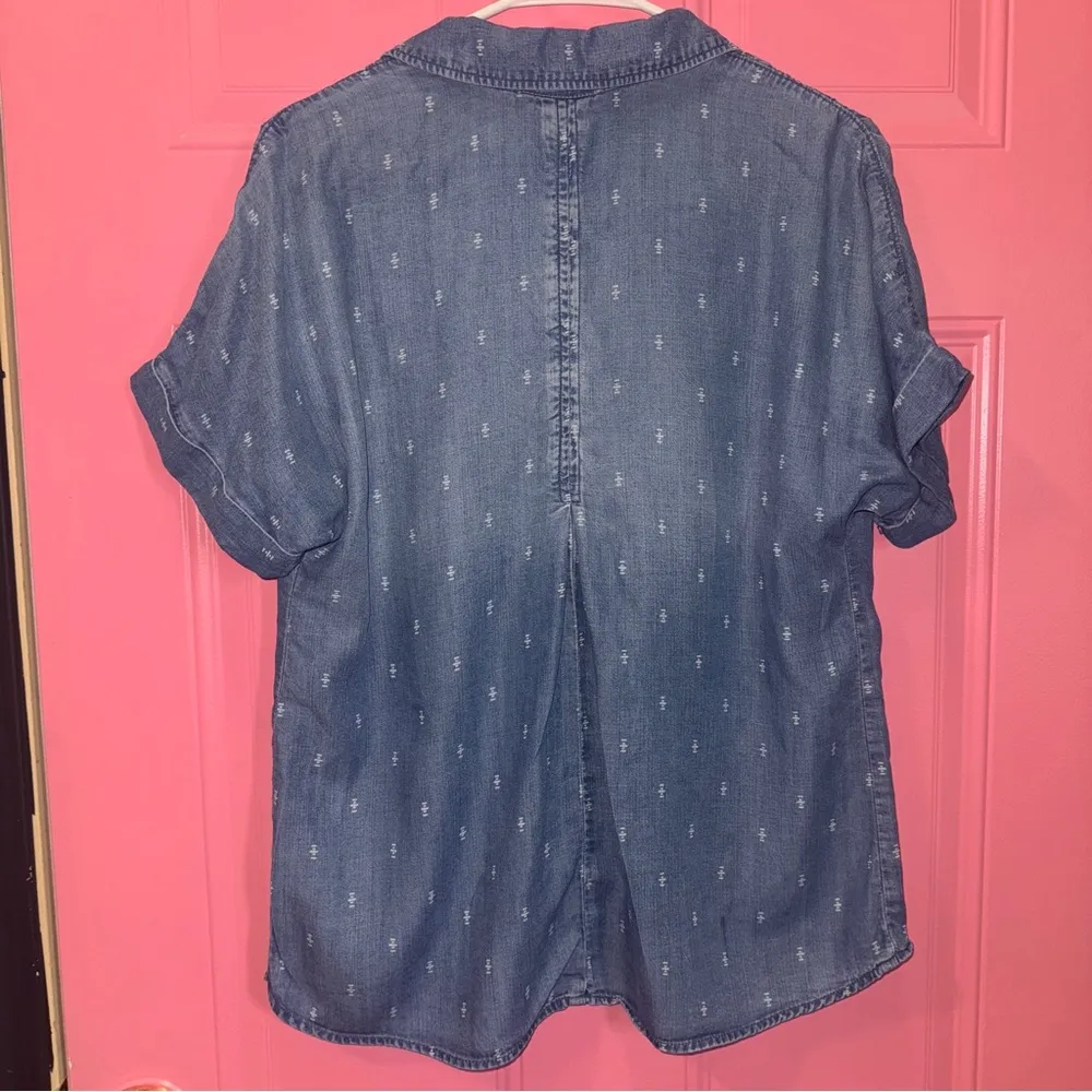 Anthropologie Blue Button Down‎ Shirt with Notched Collar - Image 4