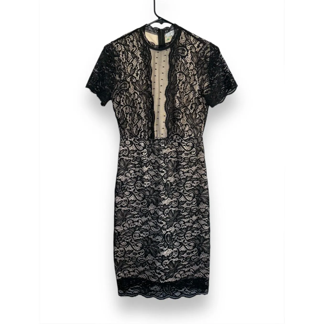 Baltic Born Polagram Womens Sz S sheer floral lace high neck lined sheath dress - Image 2