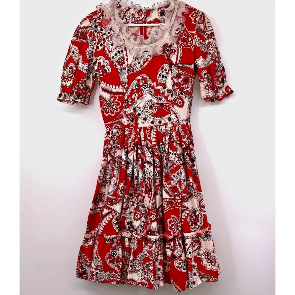 Vintage Handmade Square Dance Outfit Matching Mens Womens Used 2 Piece Red Black - Image 5