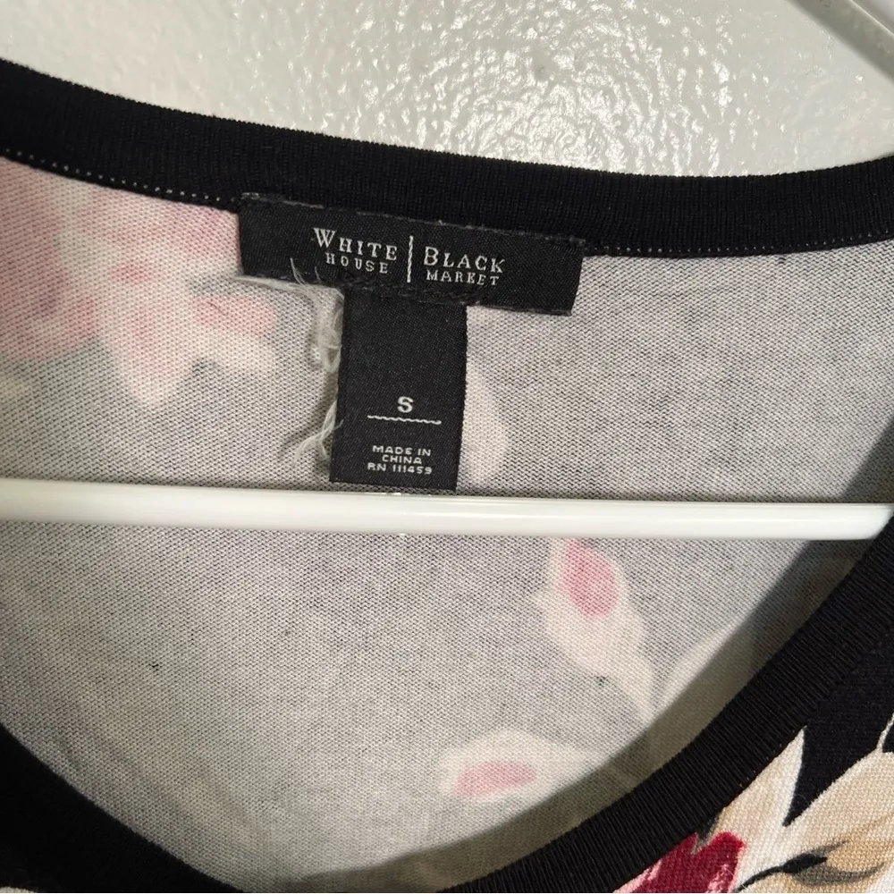 White House Black Market Snap Up Cardigan Black Floral S - Image 10