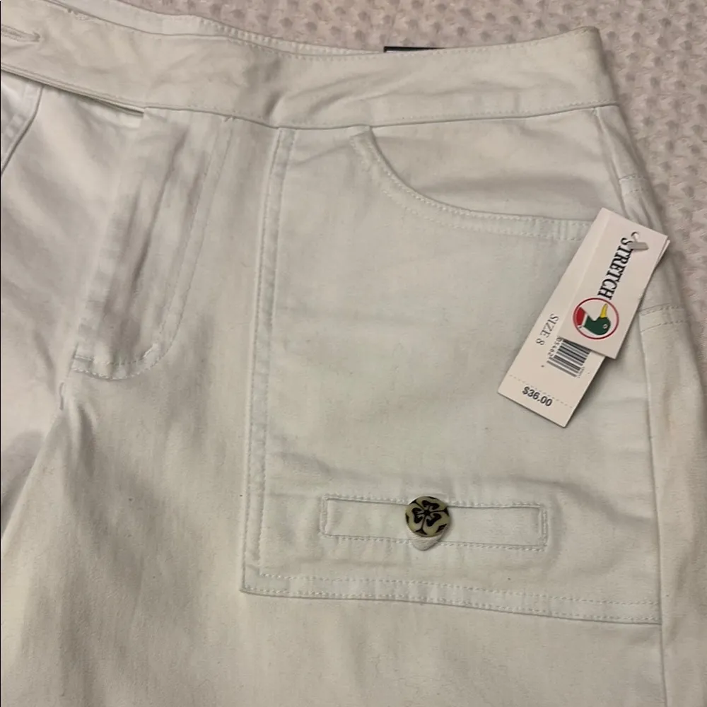 NEW! Duck Head Jeanswear Size 8 WHITE Stretch Denim Long Bermuda Shorts Culottes Split Skirt Capris - Image 15